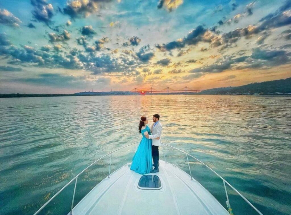 Capturing love's journey: Yacht pre-wedding memories.