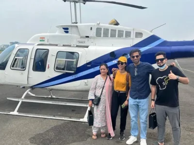 Family fun at helicopter ride in Mumbai.